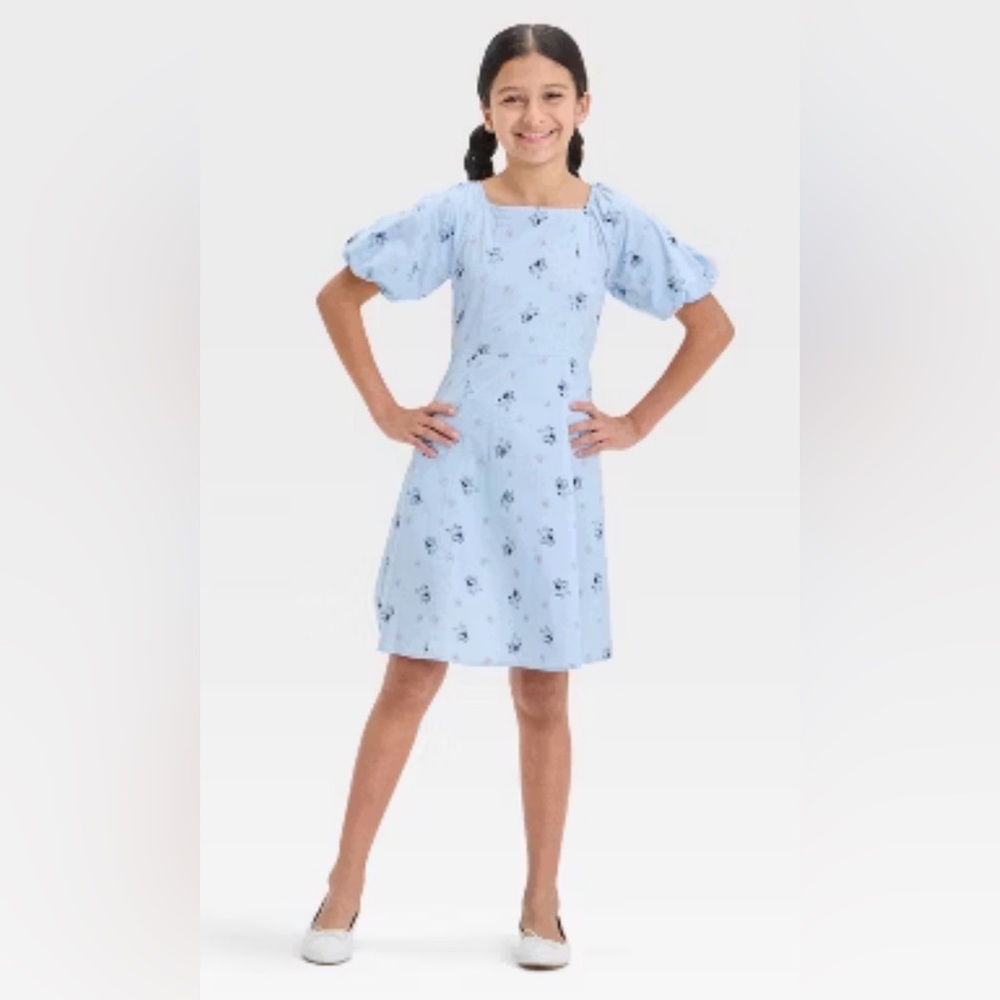 Bluey XS Adorable Blue Floral Kids Dress